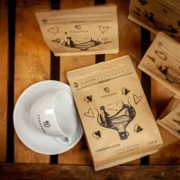 šálek s podšálkem na espresso bílý 60 ml papírové sáčky s grafickým motivem