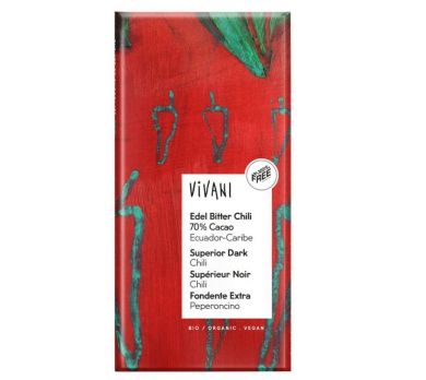 Vivani Horká čokoláda s CHILLI BIO vegan - 100 g