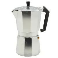 Moka konvička na 9 šálků hliníková stříbrná s černým držadlem