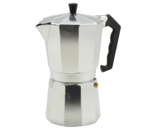 Moka konvička na 9 šálků hliníková stříbrná s černým držadlem