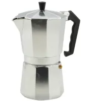 Moka konvička na 3 šálky nerezová s černým držadlem a víkem