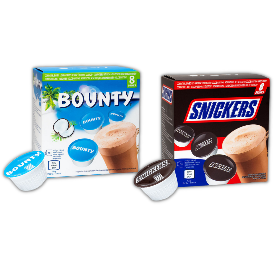 Balíček čokolád Snickers a Bounty - 16 kapsúl pre Dolce Gusto kávovary ...